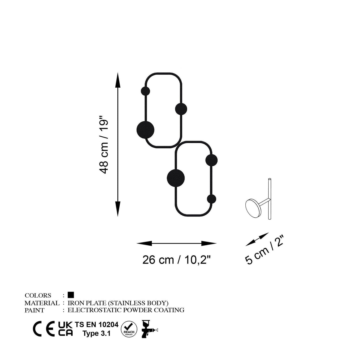 Cuier de hol metalic Metal Wall Hook Elegance 1, Negru, 26x5 cm