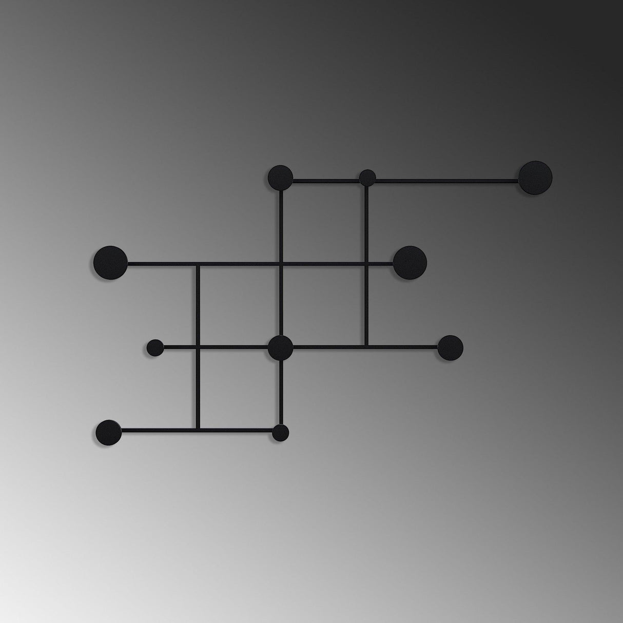 Cuier de perete metalic, 10x64x112 cm - Negru