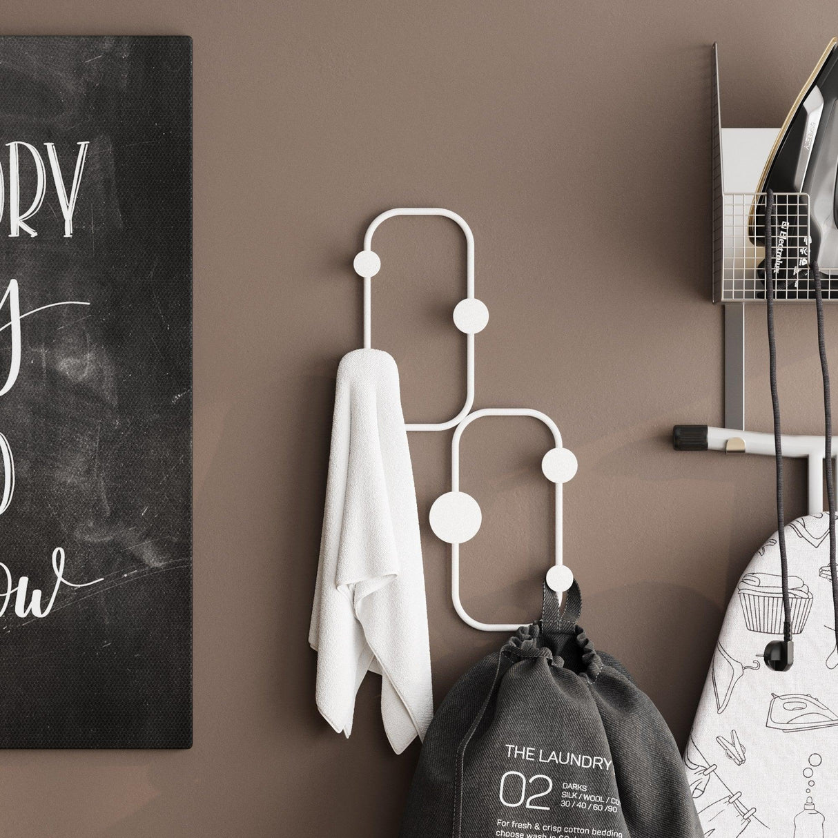 Cuier de hol metalic Metal Wall Hook Vintage 3, Alb, 26x5 cm