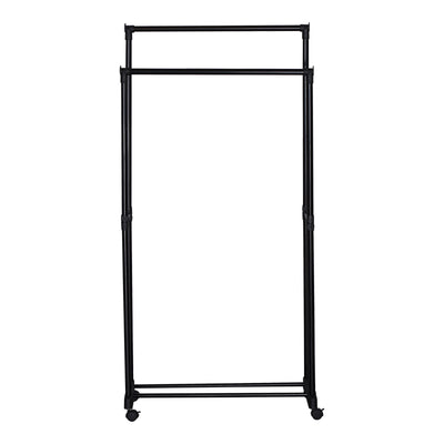 Cuier de podea Ganco din metal, Negru, 74.5x39x157 cm, vedere frontală, metal, PP, pentru dormitor