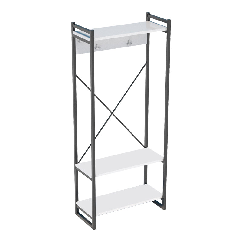 Cuier mobilier intrare Baker, nuc-negru, 90x34x180 cm - Alb