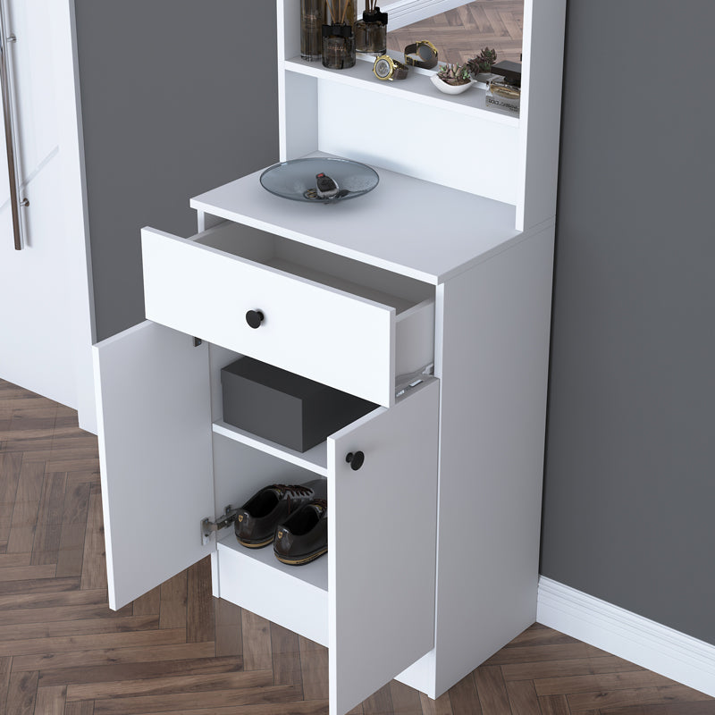 Cuier Rockder cu oglinda, 60x35x183 cm - Alb