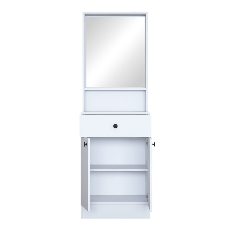 Cuier Rockder cu oglinda, 60x35x183 cm - Alb
