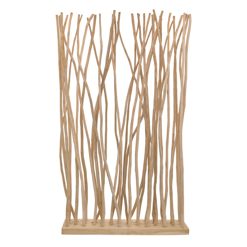 Accesoriu Decorativ Decoratiune de perete cu etajere Barbin, Lemn Teak-Suar, 120x25x200 cm