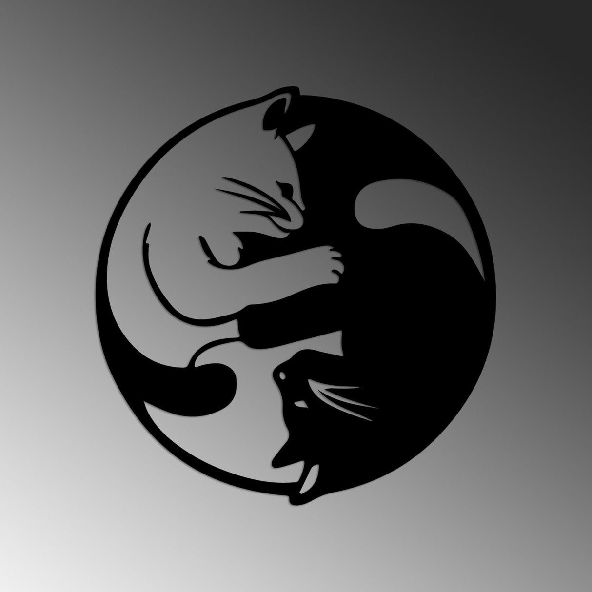 Decoratiune de perete Metal Cat 1, Negru, 54x56 cm