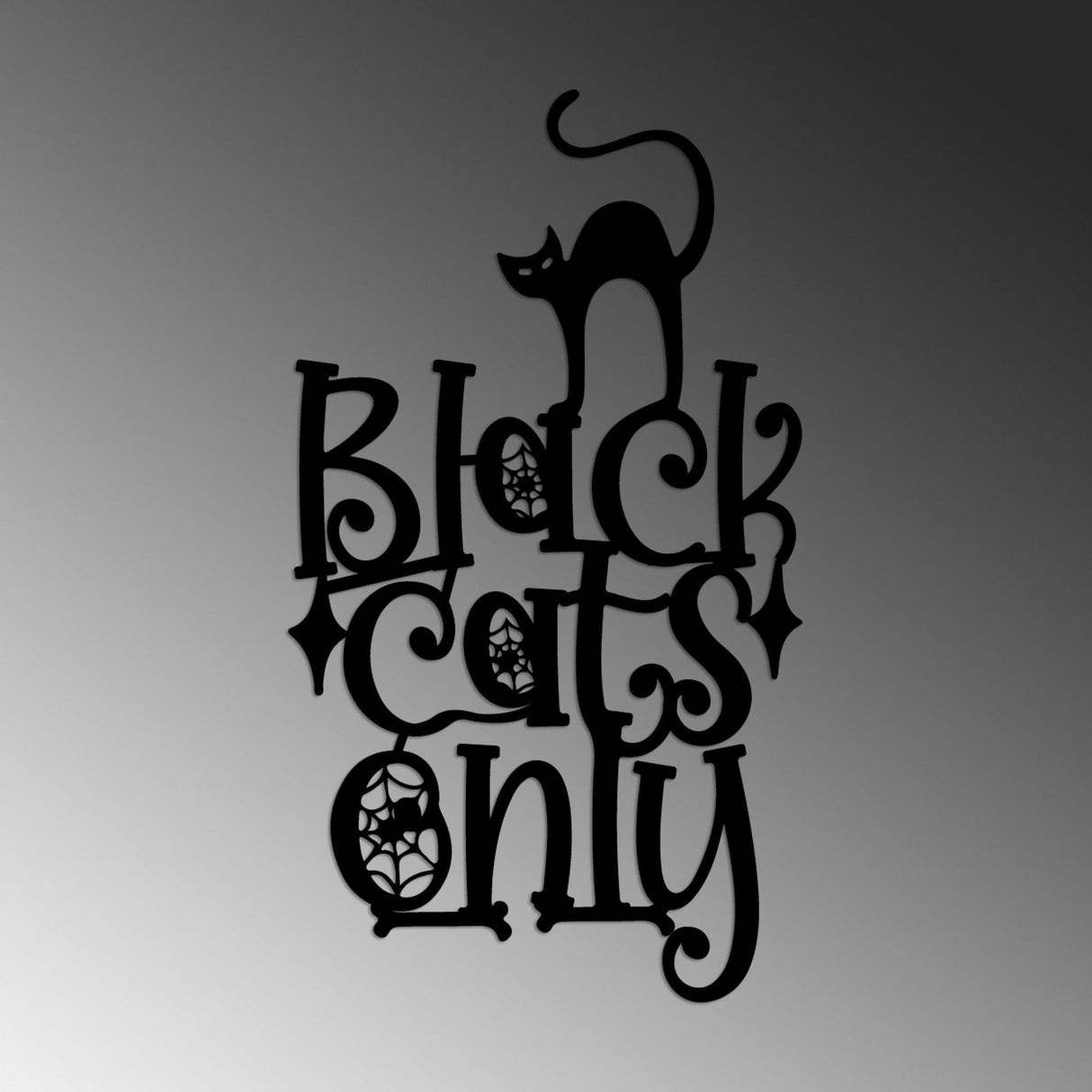 Decoratiune de perete Metal Cat 8, Negru, 34x60 cm