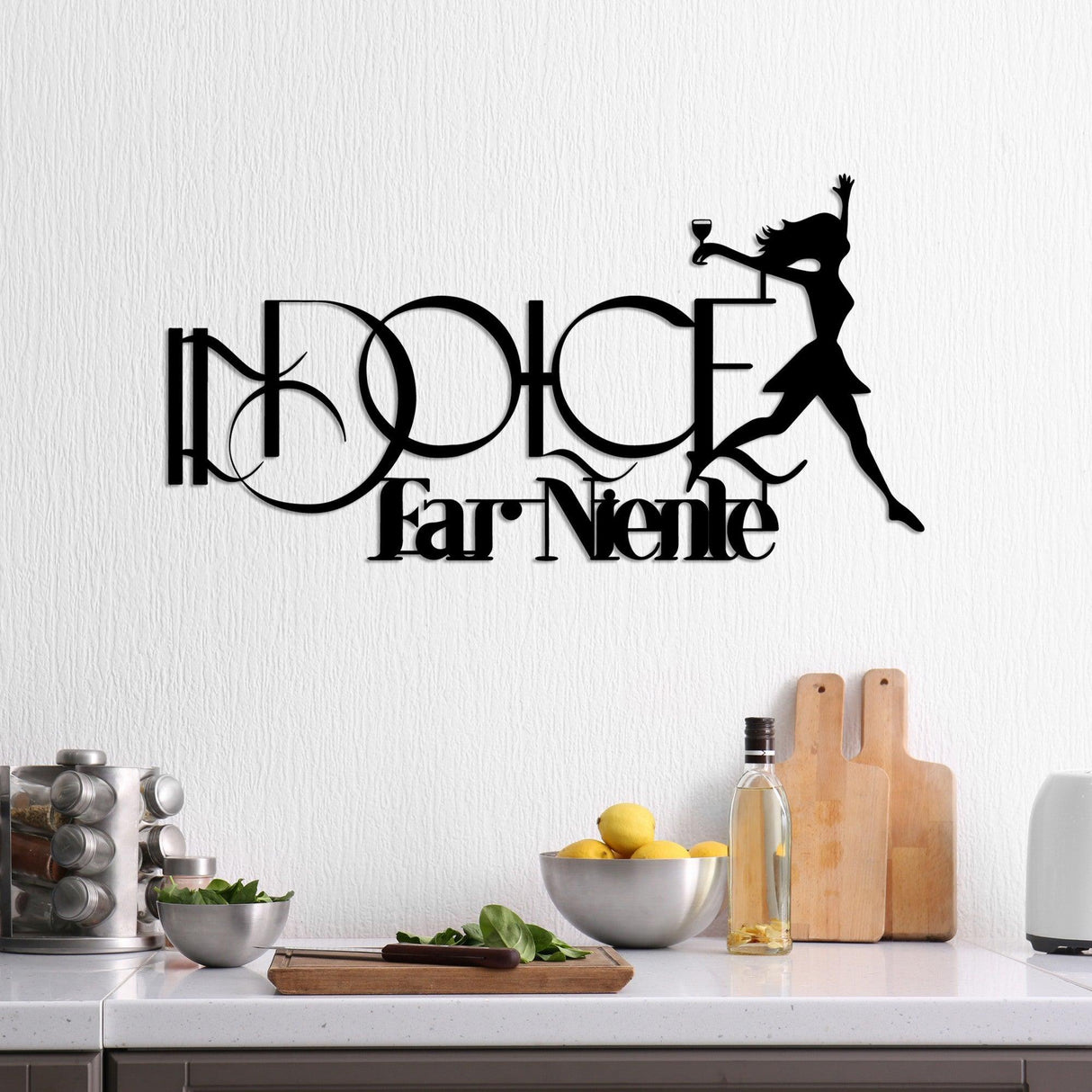 Decoratiune de perete Metal Dolce far Niente 1, Negru, 60x31 cm