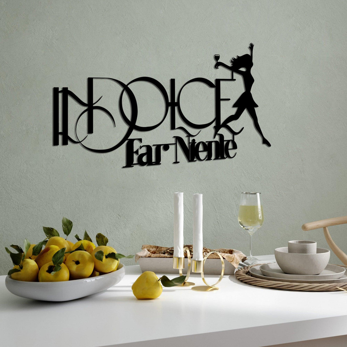 Decoratiune de perete Metal Dolce far Niente 1, Negru, 60x31 cm