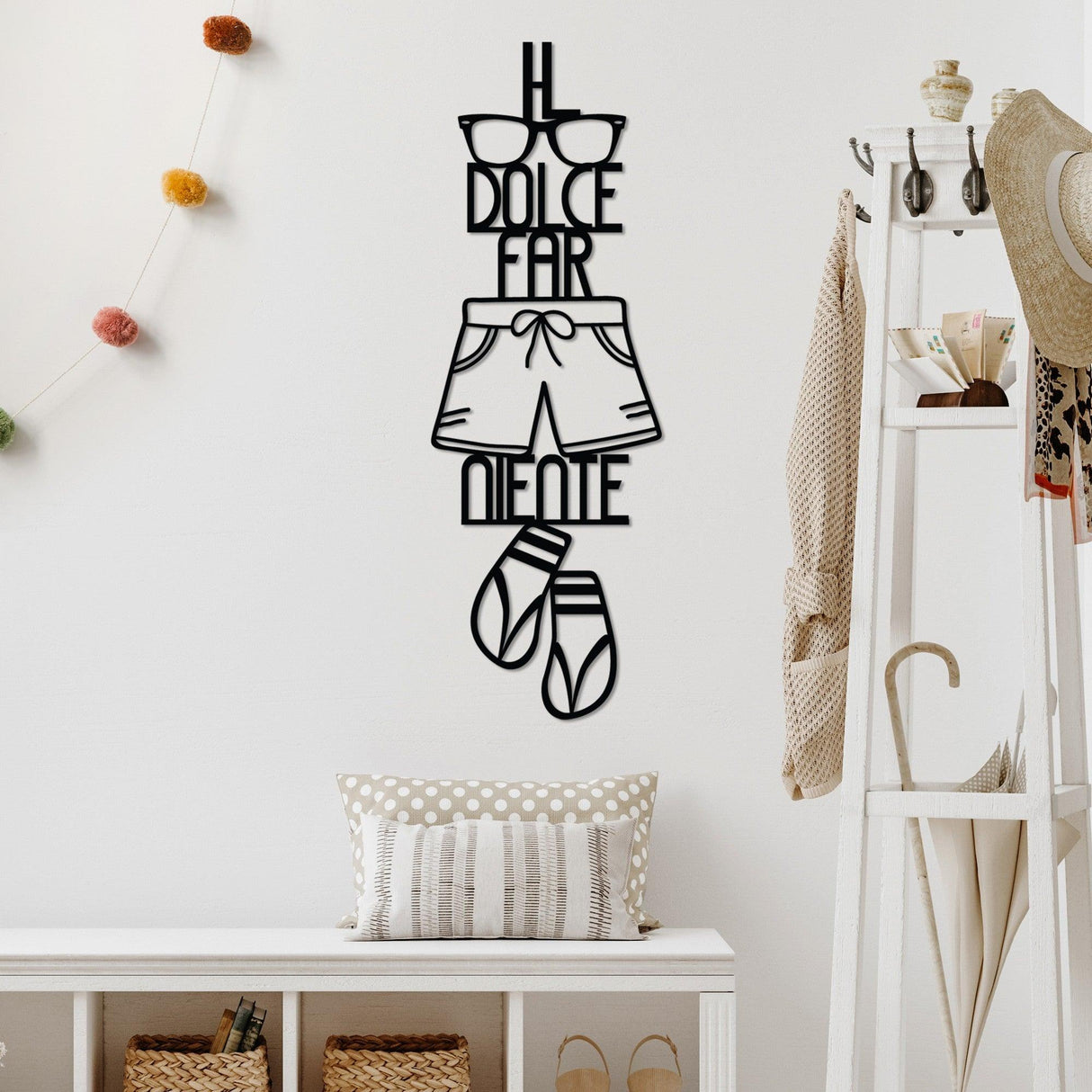 Decoratiune de perete Metal Dolce Far Niente 3, Negru, 30x85 cm