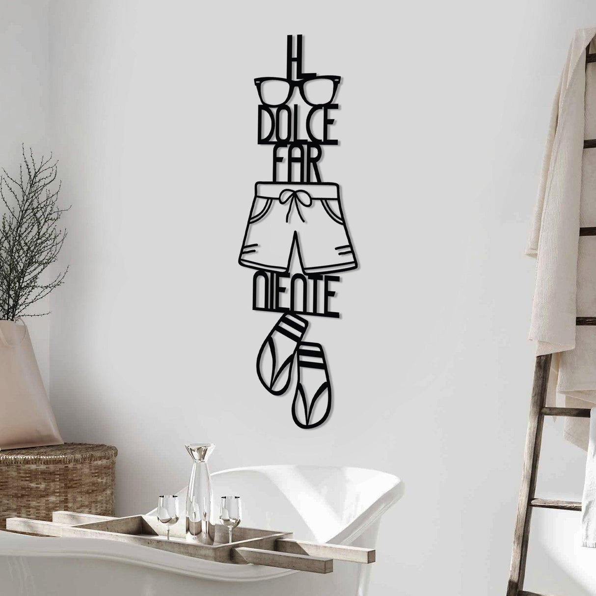 Decoratiune de perete Metal Dolce Far Niente 3, Negru, 30x85 cm