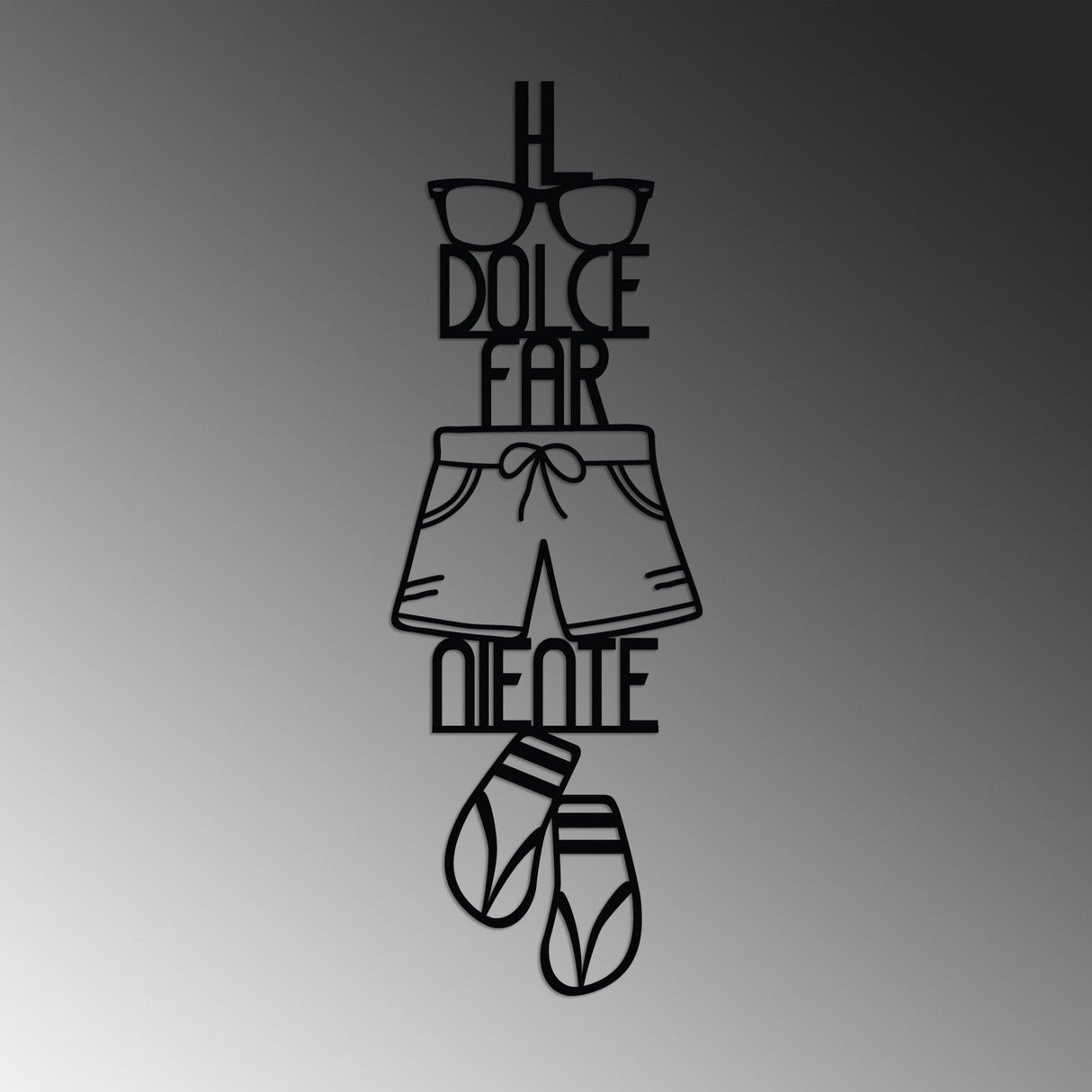 Decoratiune de perete Metal Dolce Far Niente 3, Negru, 30x85 cm