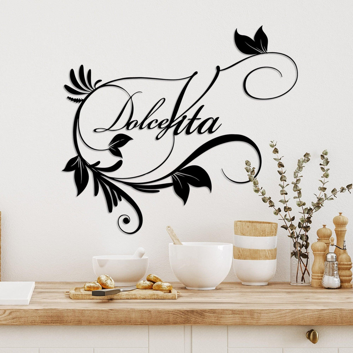 Decoratiune de perete Metal Dolce Vita 3, Negru, 56x48 cm