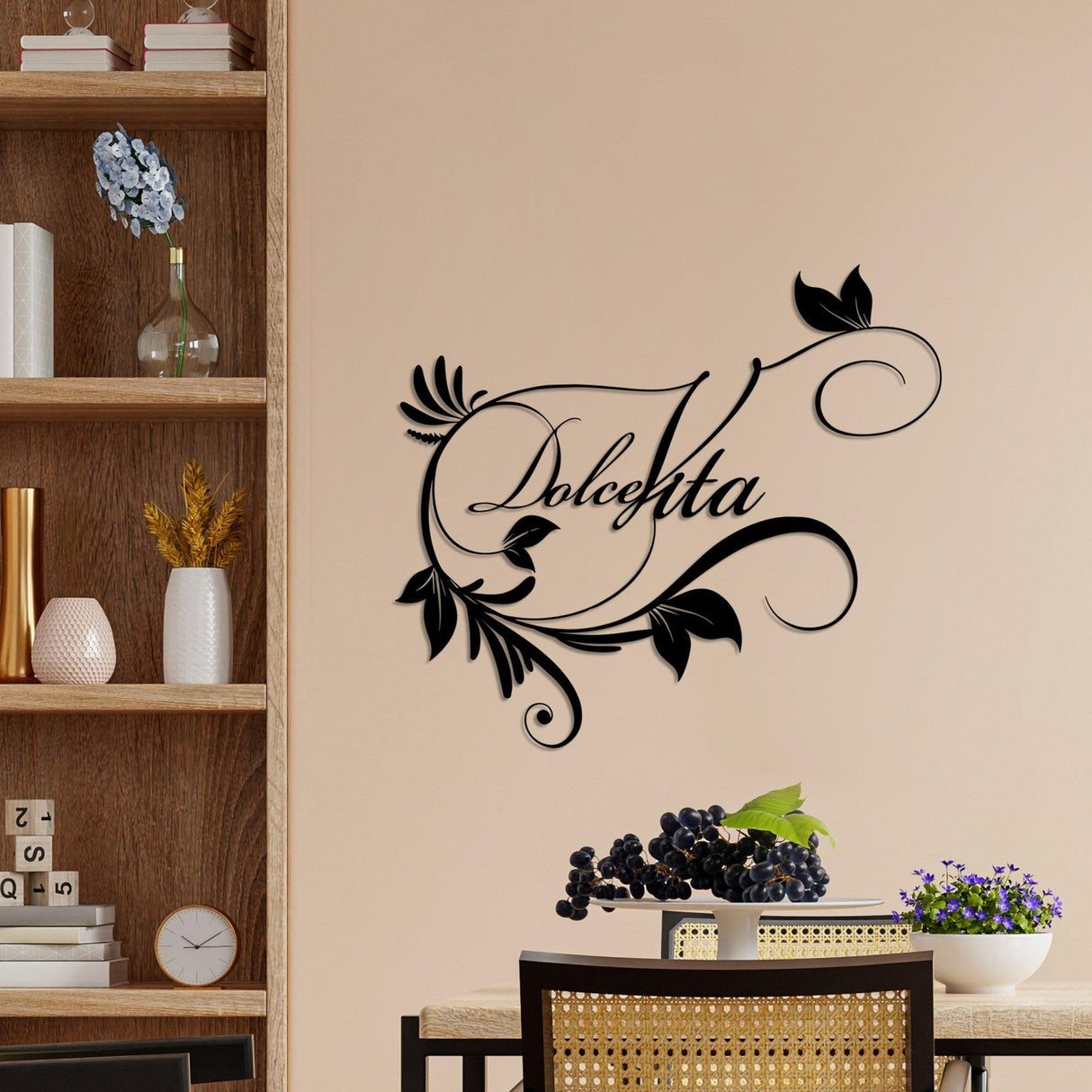 Decoratiune de perete Metal Dolce Vita 3, Negru, 56x48 cm