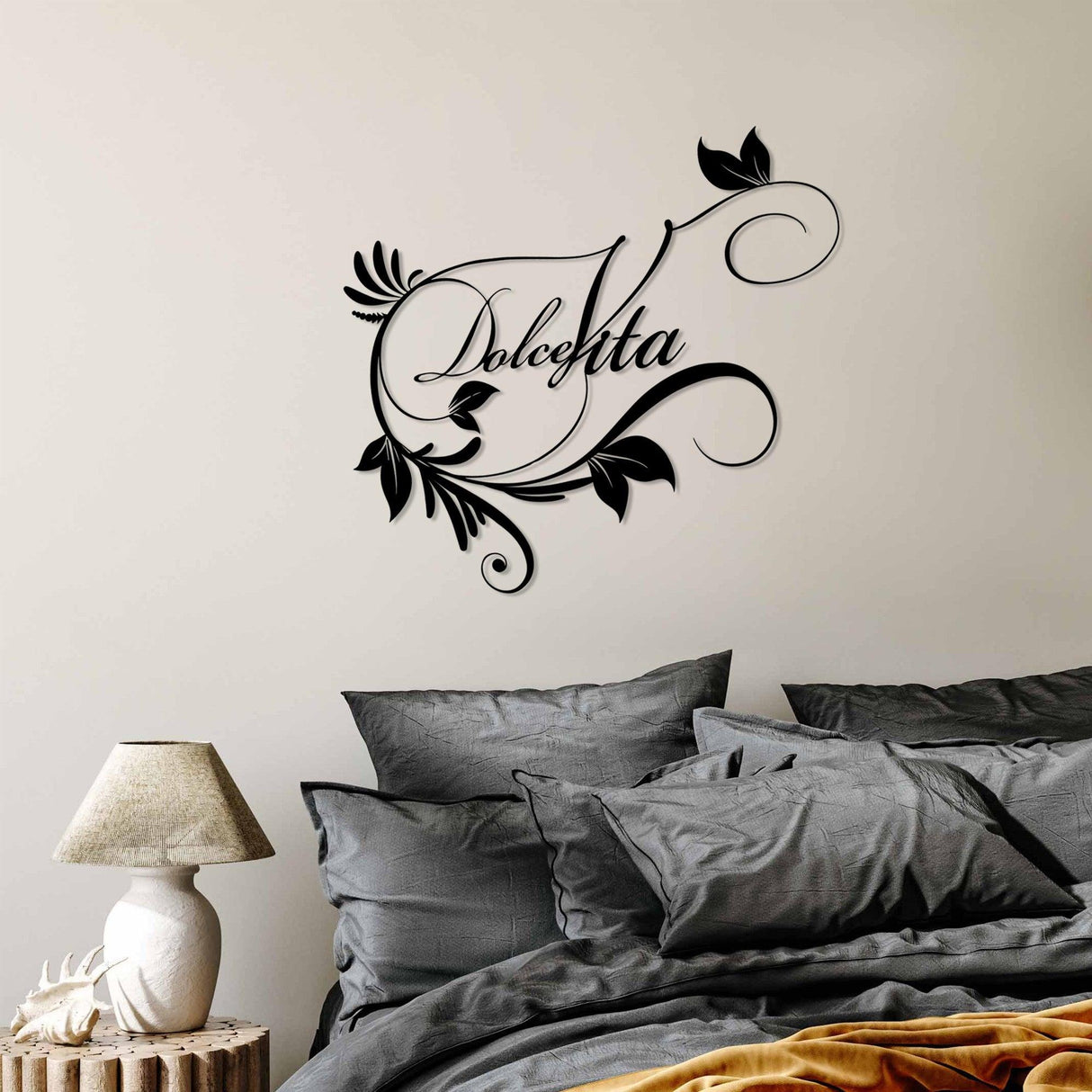 Decoratiune de perete Metal Dolce Vita 3, Negru, 56x48 cm