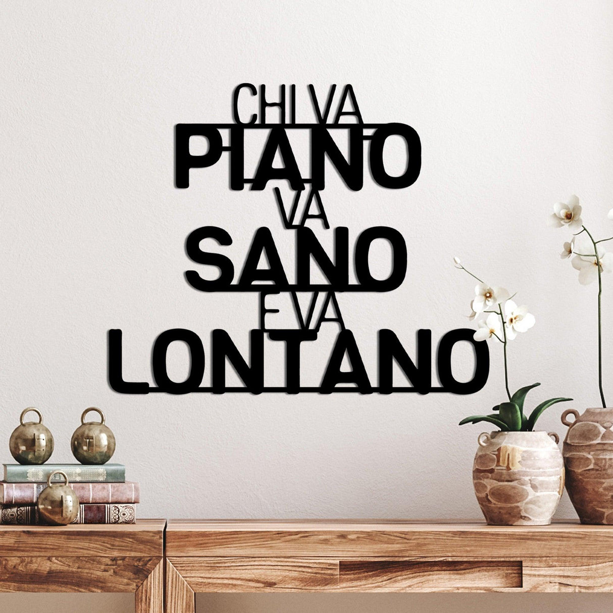 Decoratiune de perete Metal Lontano 1, Negru, 56x46 cm