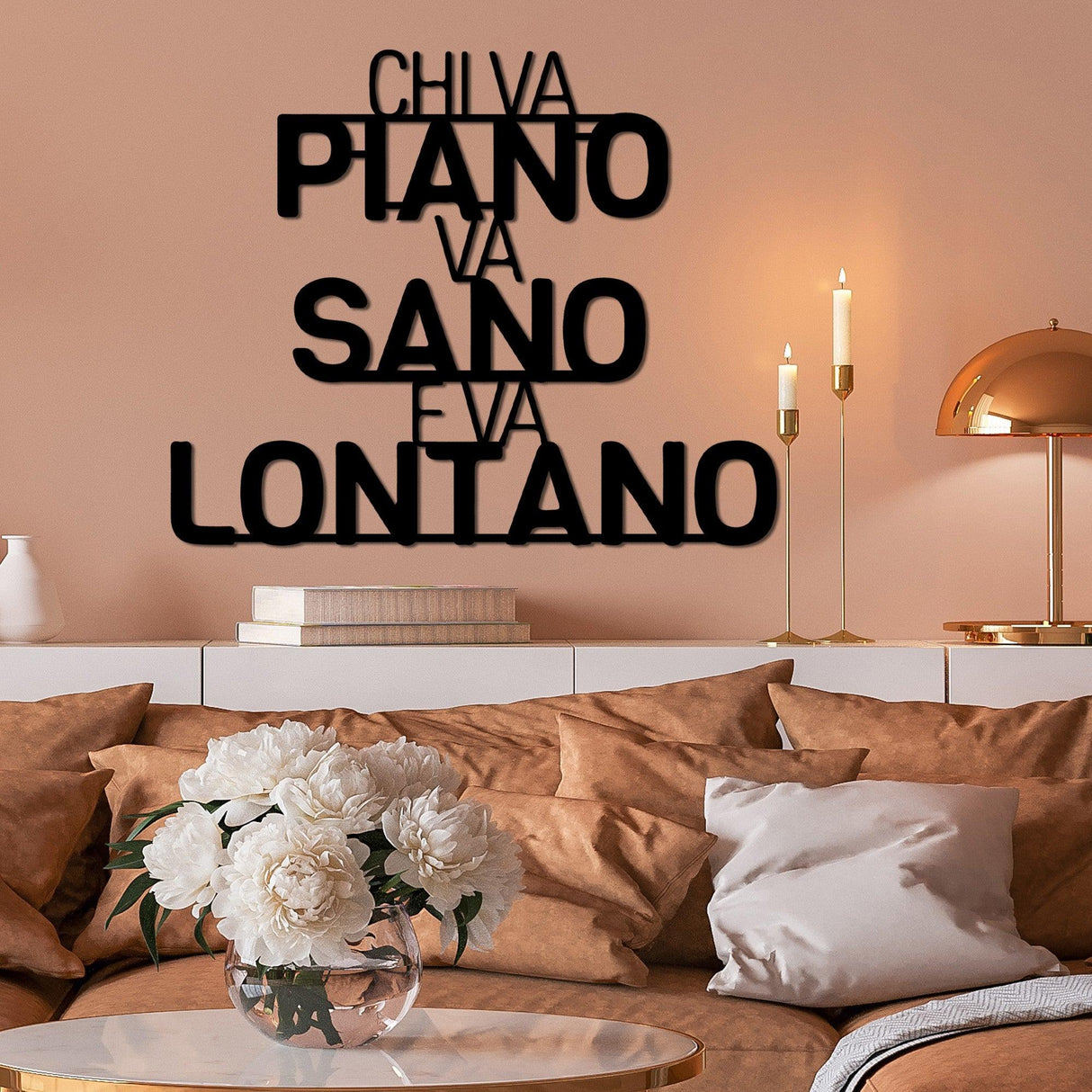 Decoratiune de perete Metal Lontano 1, Negru, 56x46 cm