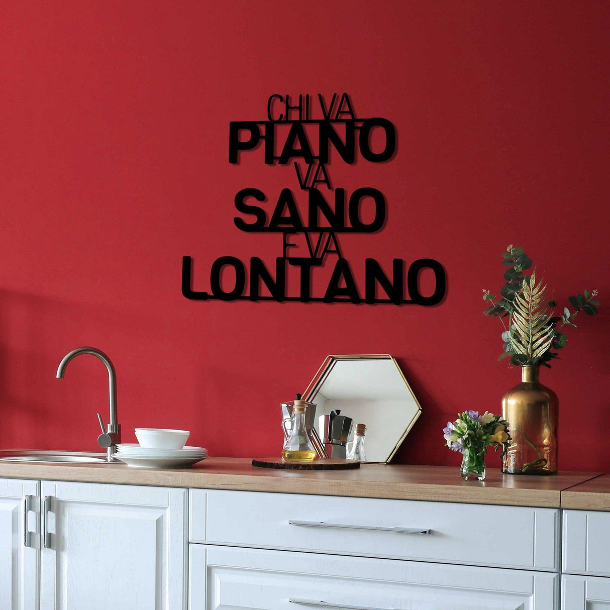 Decoratiune de perete Metal Lontano 1, Negru, 56x46 cm