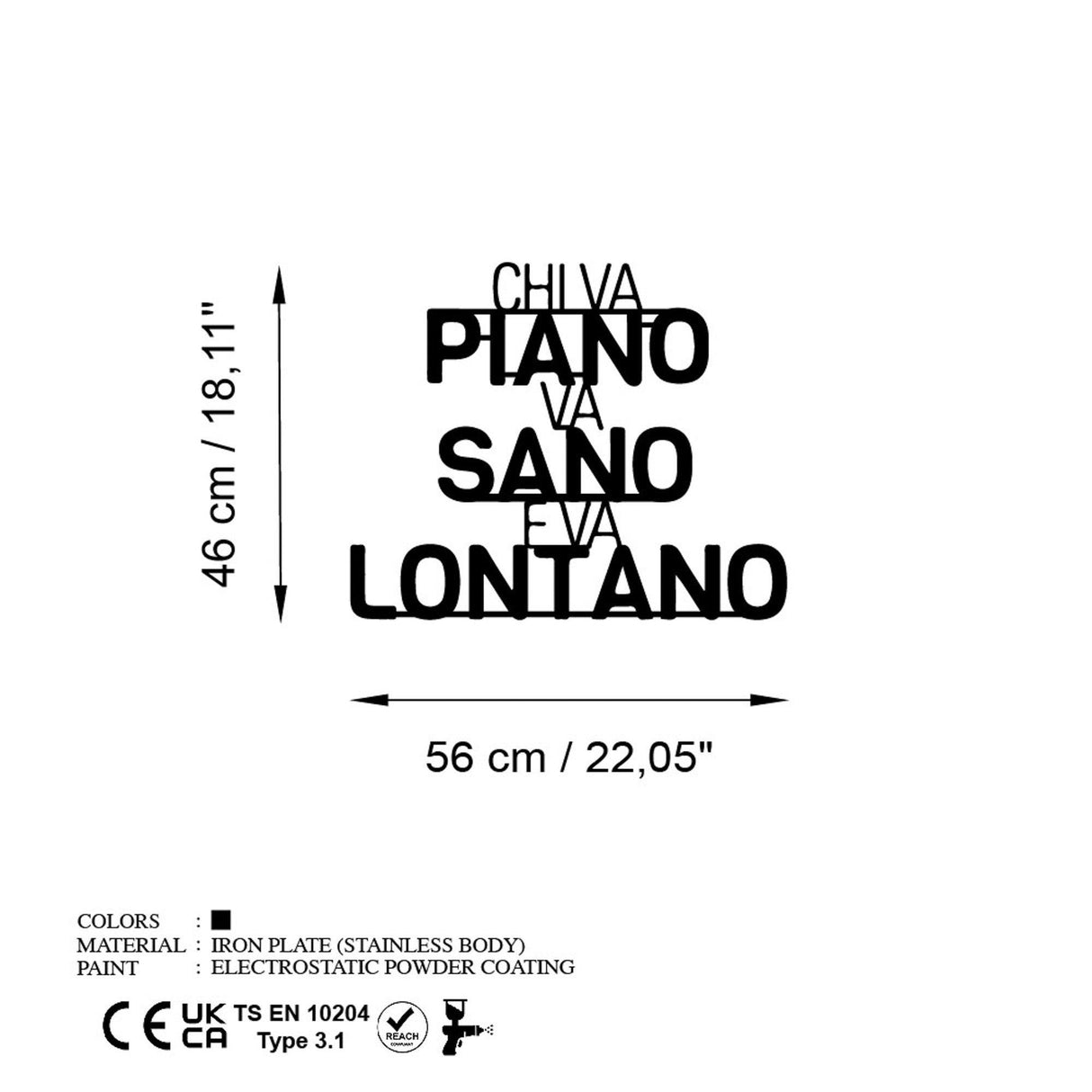 Decoratiune de perete Metal Lontano 1, Negru, 56x46 cm