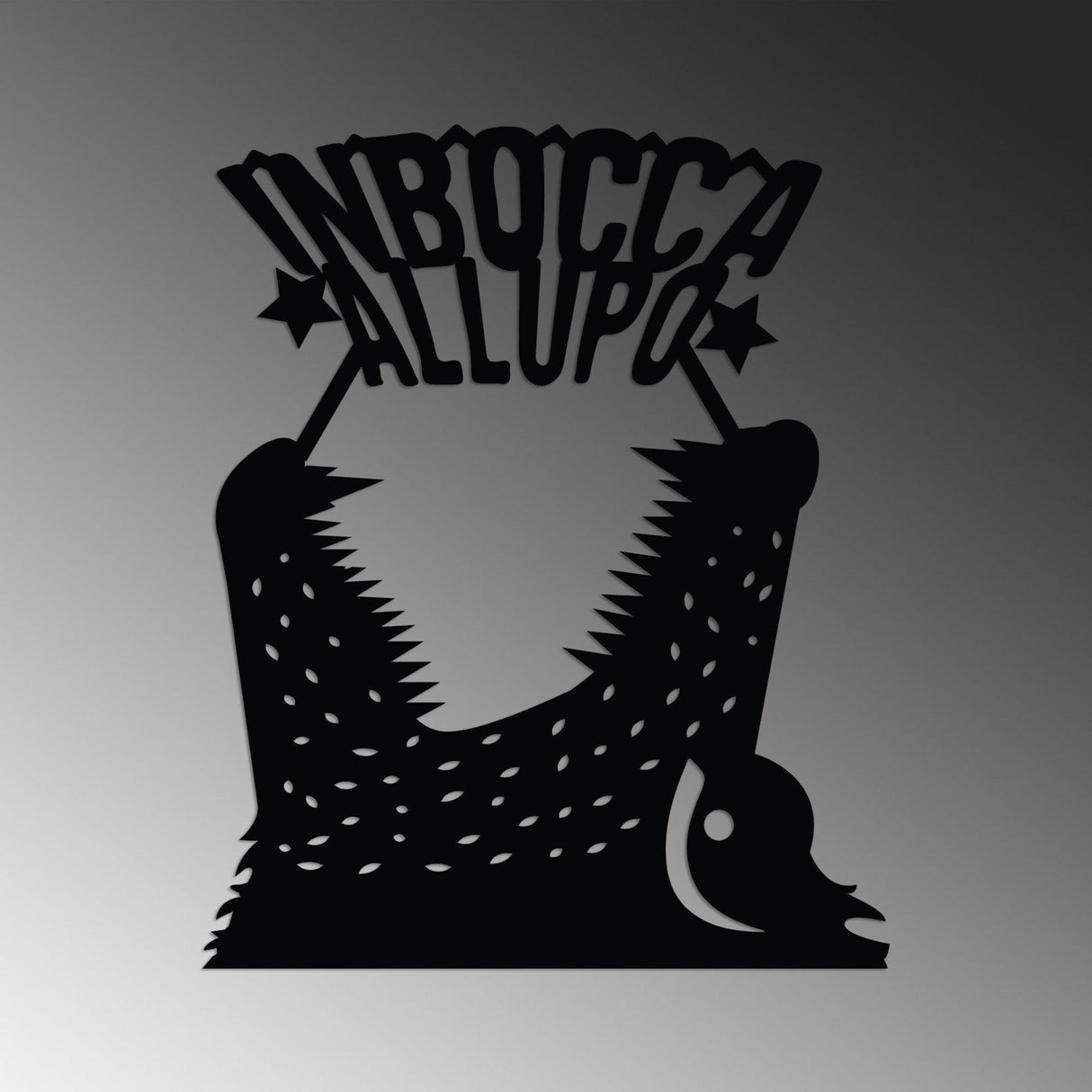 Decoratiune de perete Metal Lupo 4, Negru, 46x56 cm