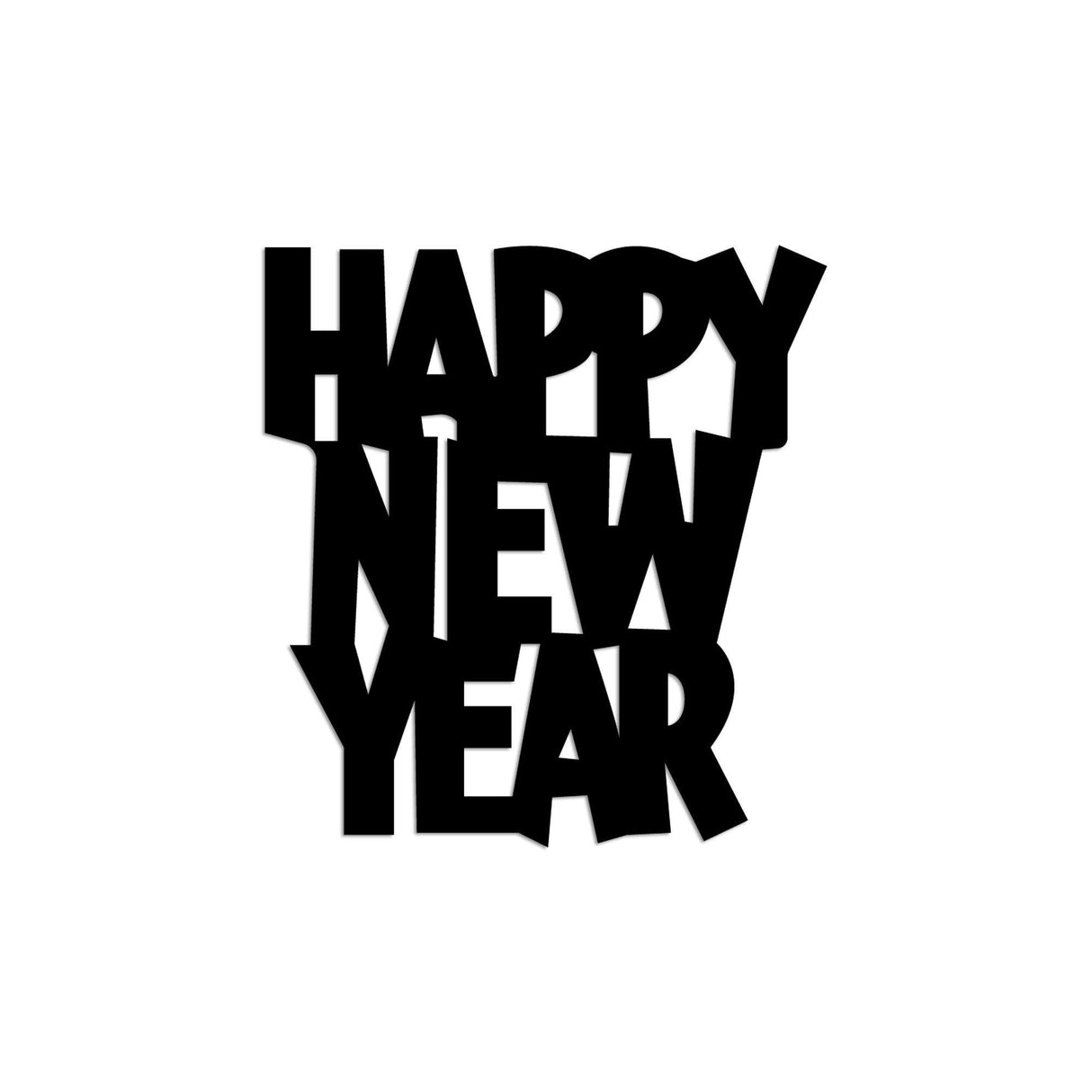 Decoratiune de perete Metal New Year 4, Negru, 31x33 cm