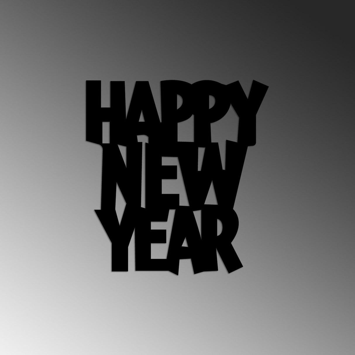 Decoratiune de perete Metal New Year 4, Negru, 31x33 cm