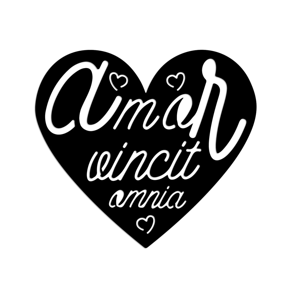 Decoratiune de perete Metal Omnia Vincit Amor 3, Negru, 56x50 cm