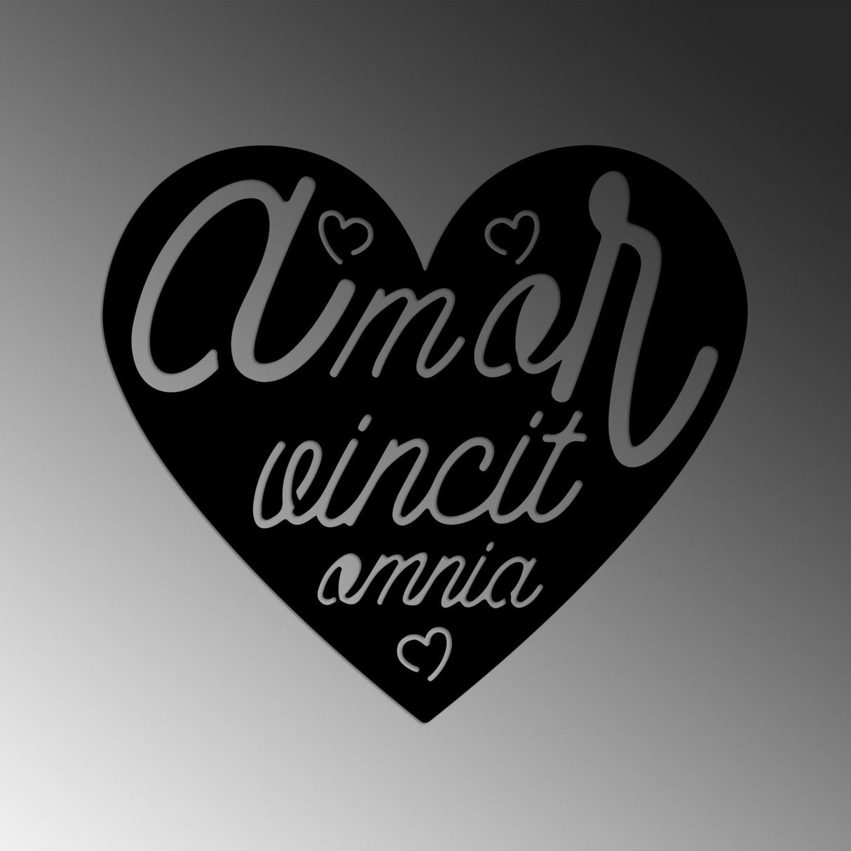 Decoratiune de perete Metal Omnia Vincit Amor 3, Negru, 56x50 cm