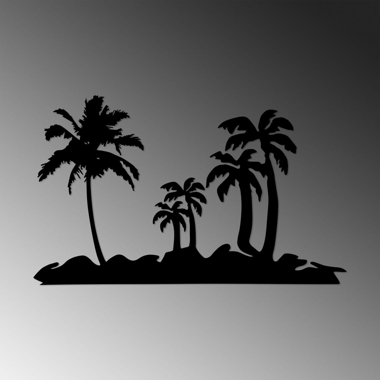 Decoratiune de perete Metal Palm Trees - 460, Negru, 42x1x70 cm
