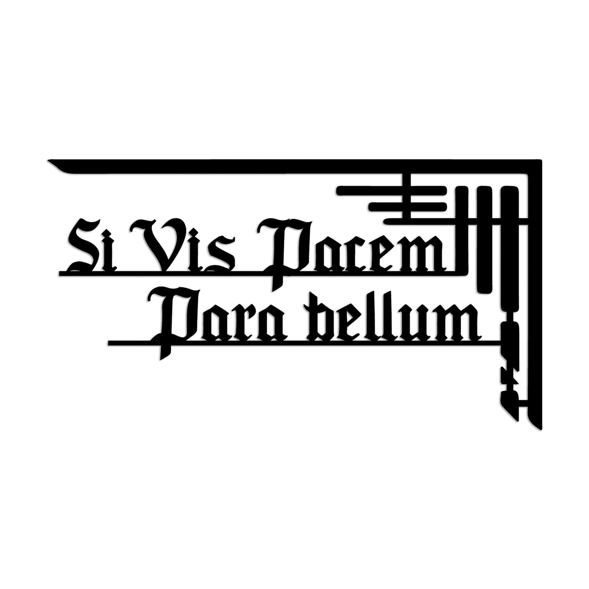 Decoratiune de perete Metal Si Vis Pacem 1, Negru, 60x33 cm