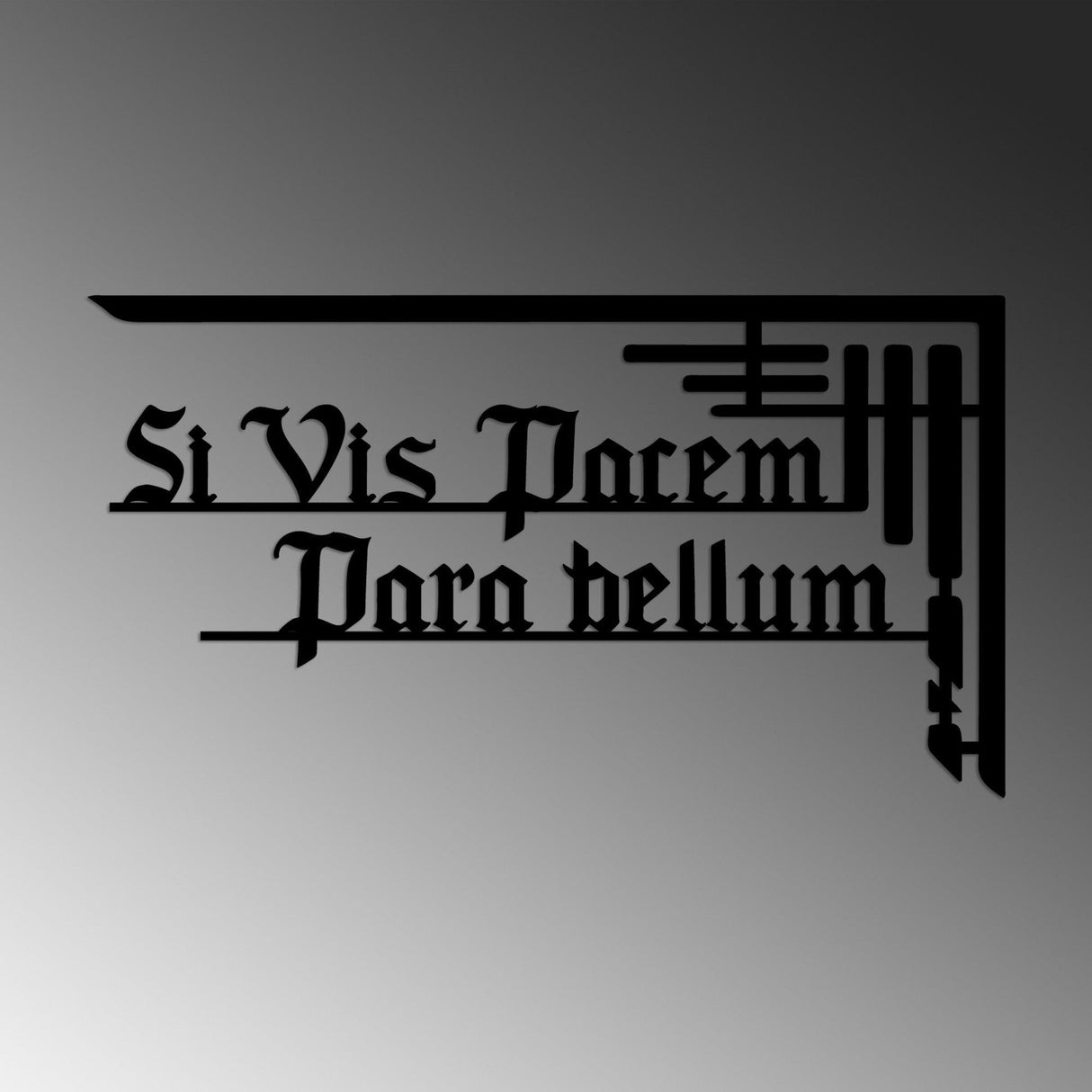 Decoratiune de perete Metal Si Vis Pacem 1, Negru, 60x33 cm