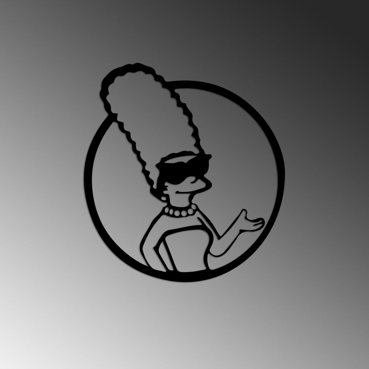 Decoratiune de perete Metal Sımpson 2, Negru, 33x33 cm