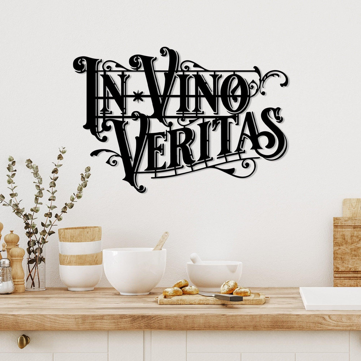 Decoratiune de perete Metal Veritas 2, Negru, 60x41 cm