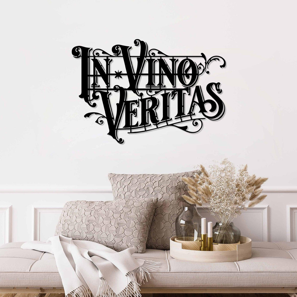 Decoratiune de perete Metal Veritas 2, Negru, 60x41 cm