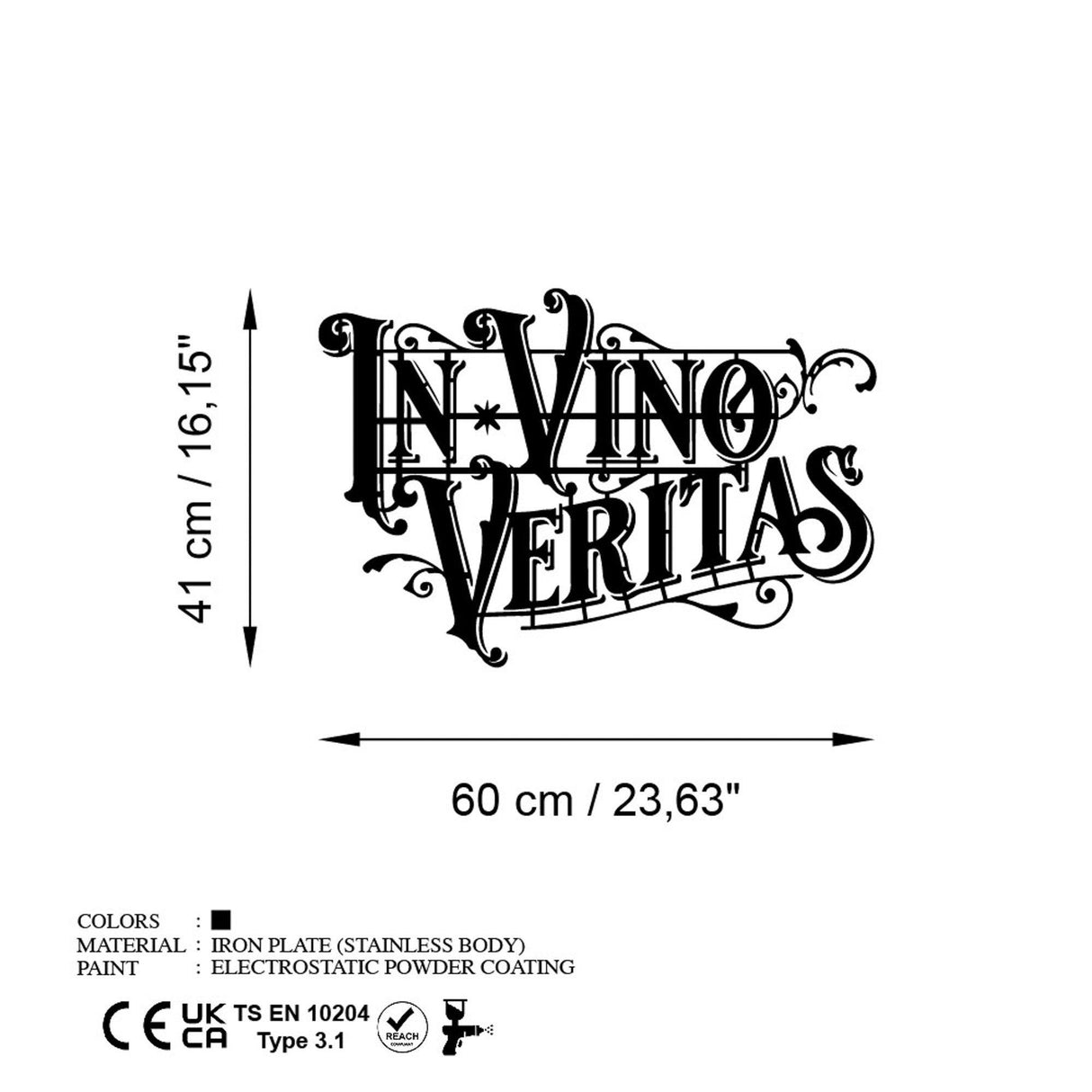 Decoratiune de perete Metal Veritas 2, Negru, 60x41 cm