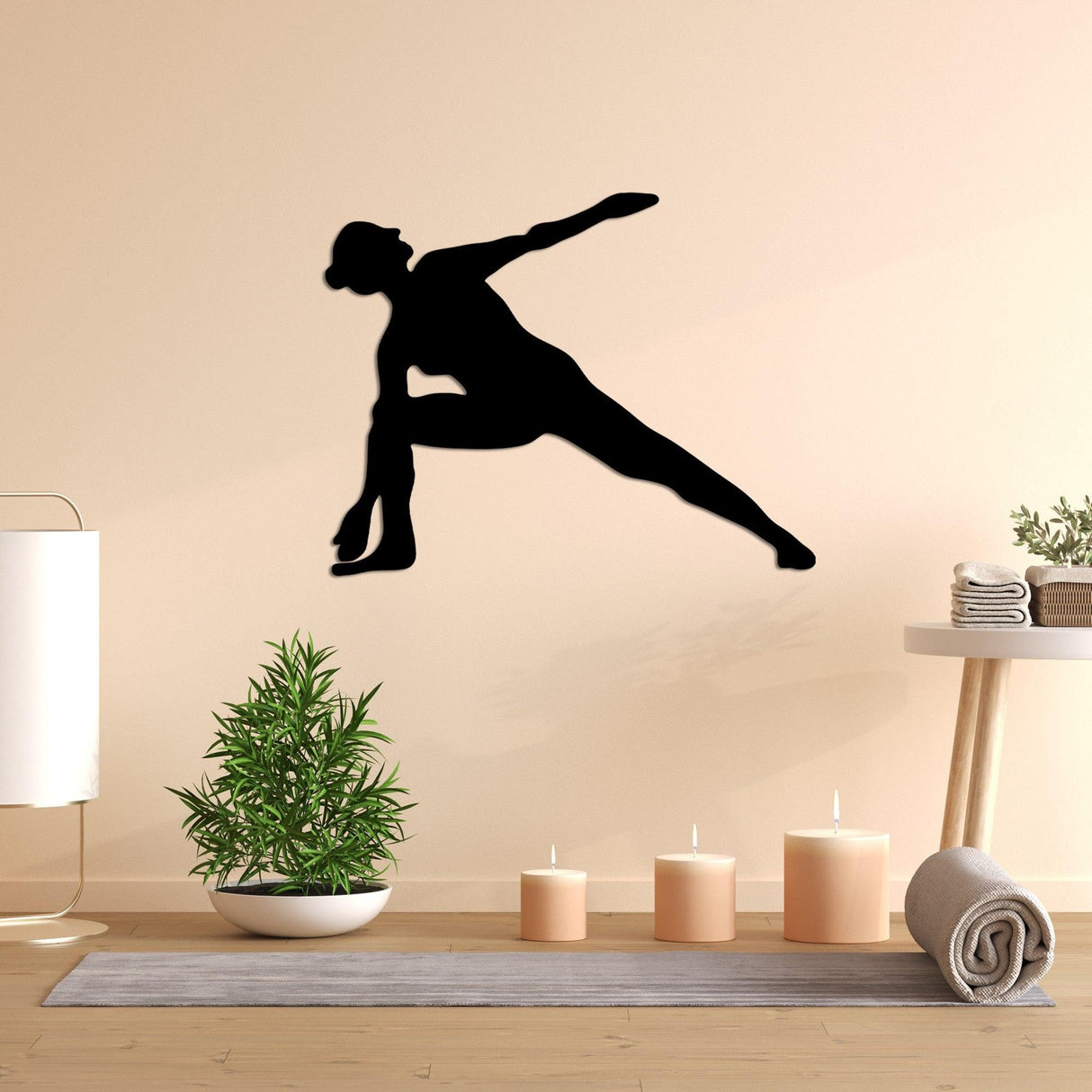 Decoratiune de perete Metal Yoga 17, Negru, 55x44 cm