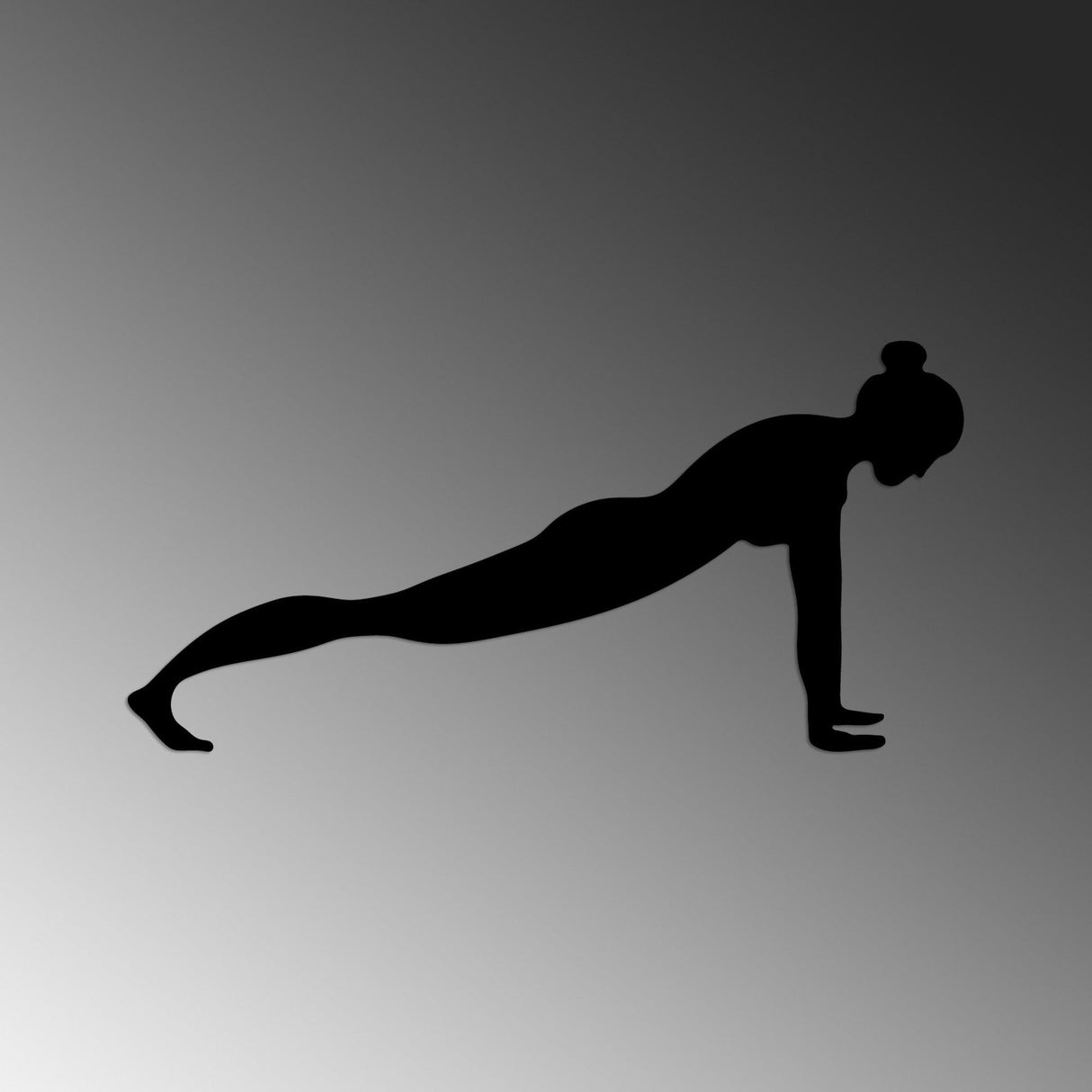 Decoratiune de perete Metal Yoga 7, Negru, 60x30 cm