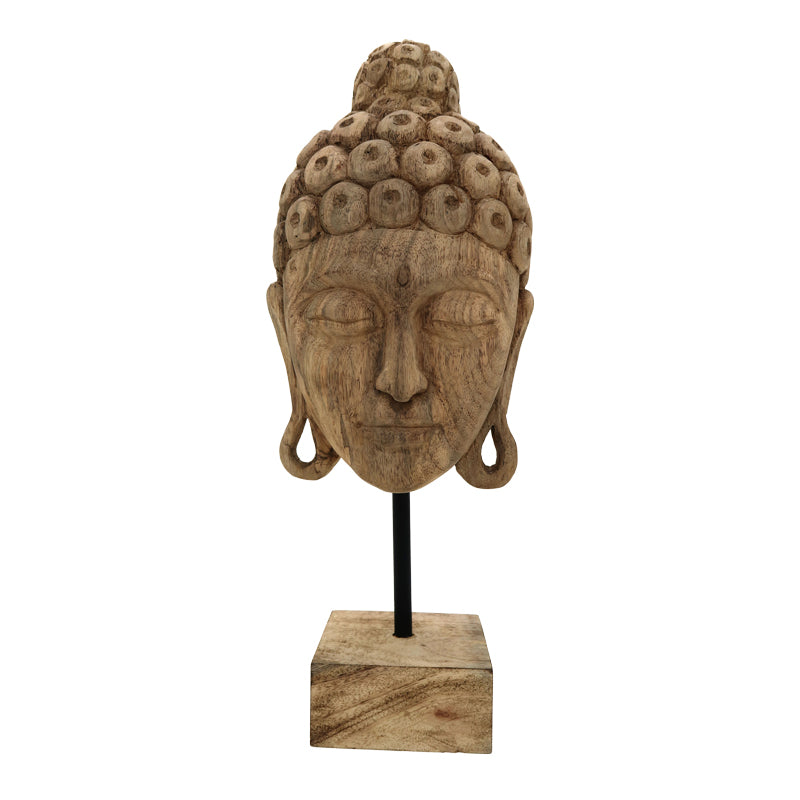 Accesoriu Decorativ Decoratiune masa Buddha Mask din lemn mango Natural si fier 20x18x48 cm