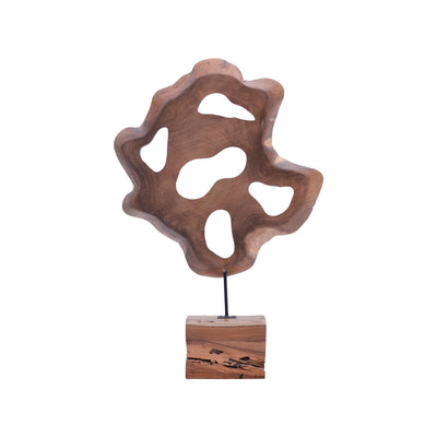 Accesoriu Decorativ Decoratiune masa Strab lemn Natural de tec si metal 55x10x80 cm