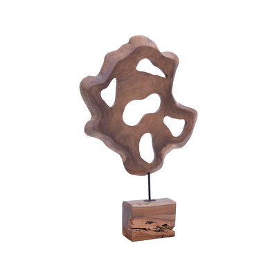 Decoratiune masa Strab lemn Natural de tec si metal, 55x10x80 cm, imagine suplimentara