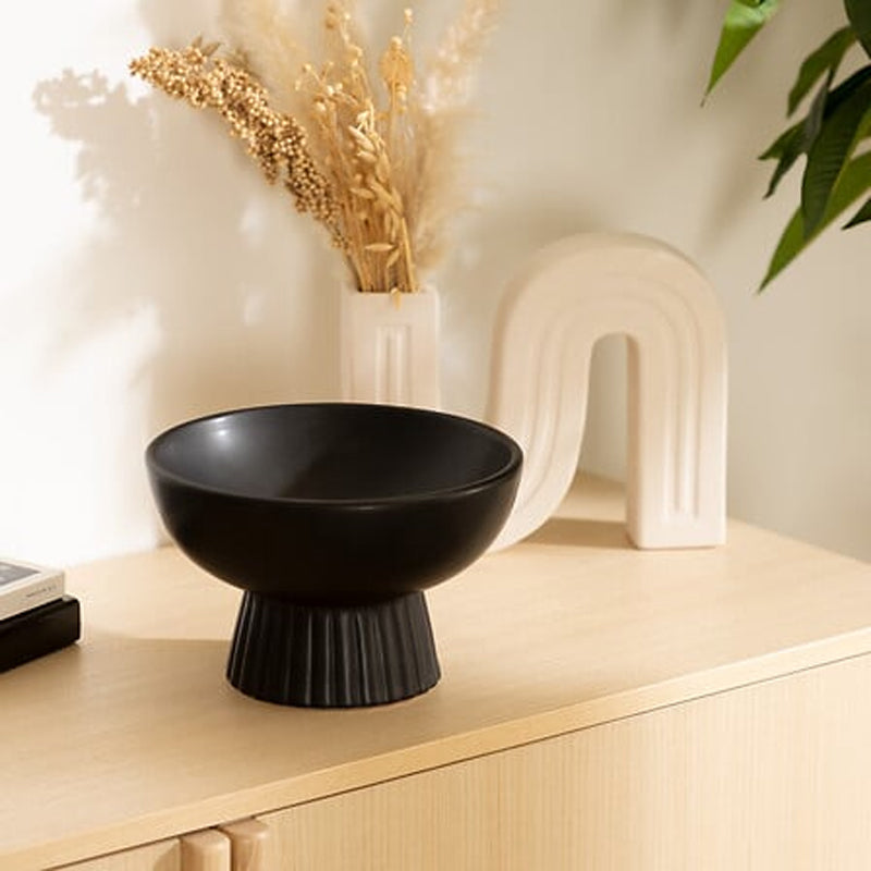 Decorațiune metal Decorative bowl Lorvion ceramic, negru, Ø22x14 cm