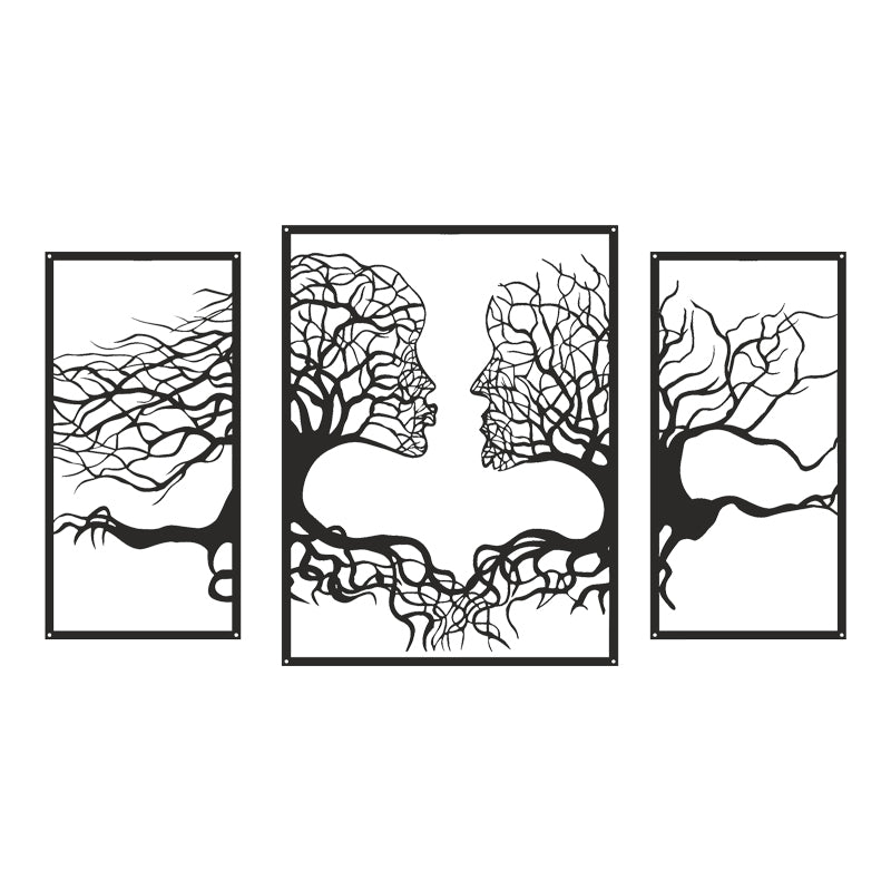 Decorațiune metal Wall deco Connecto set 3 piese negru metal, 38x50 cm