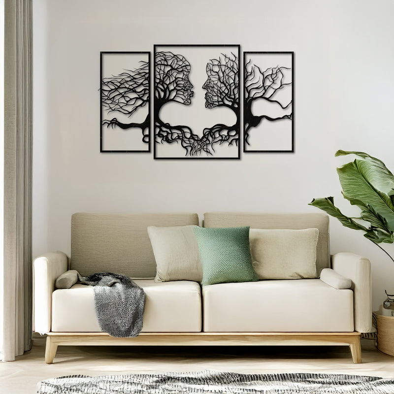 Decorațiune metal Wall deco Connecto set 3 piese negru metal, 38x50 cm