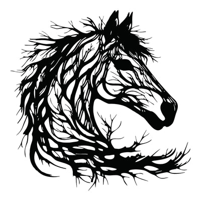Decorațiune metal Wall deco Horsy negru metal 60x0.15x60cm