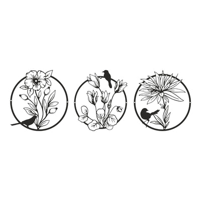 Decorațiune metal Wall deco Renka set 3 piese negru metal Ø30x0.15cm