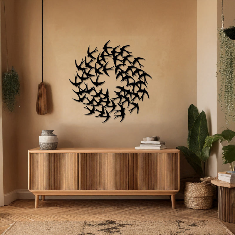 Decorațiune metal Wall deco Swarm negru metal, Ø50x1 cm
