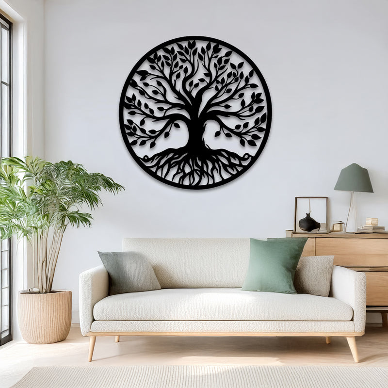 Decorațiune metal Wall deco Treelife negru metal, Ø80x1 cm
