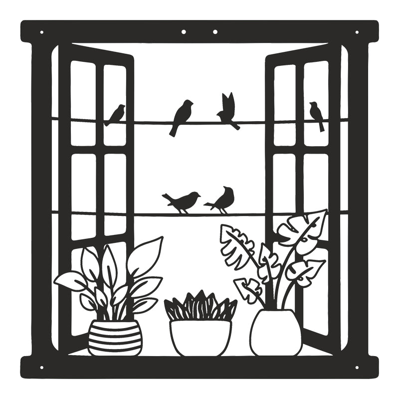 Decorațiune metal Wall deco Windo negru metal, 50x50 cm