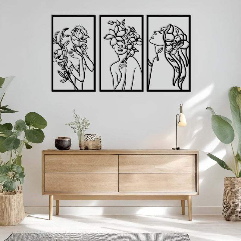 Decorațiune metal Wall deco Witho set 3 piese negru metal, 30x50 cm