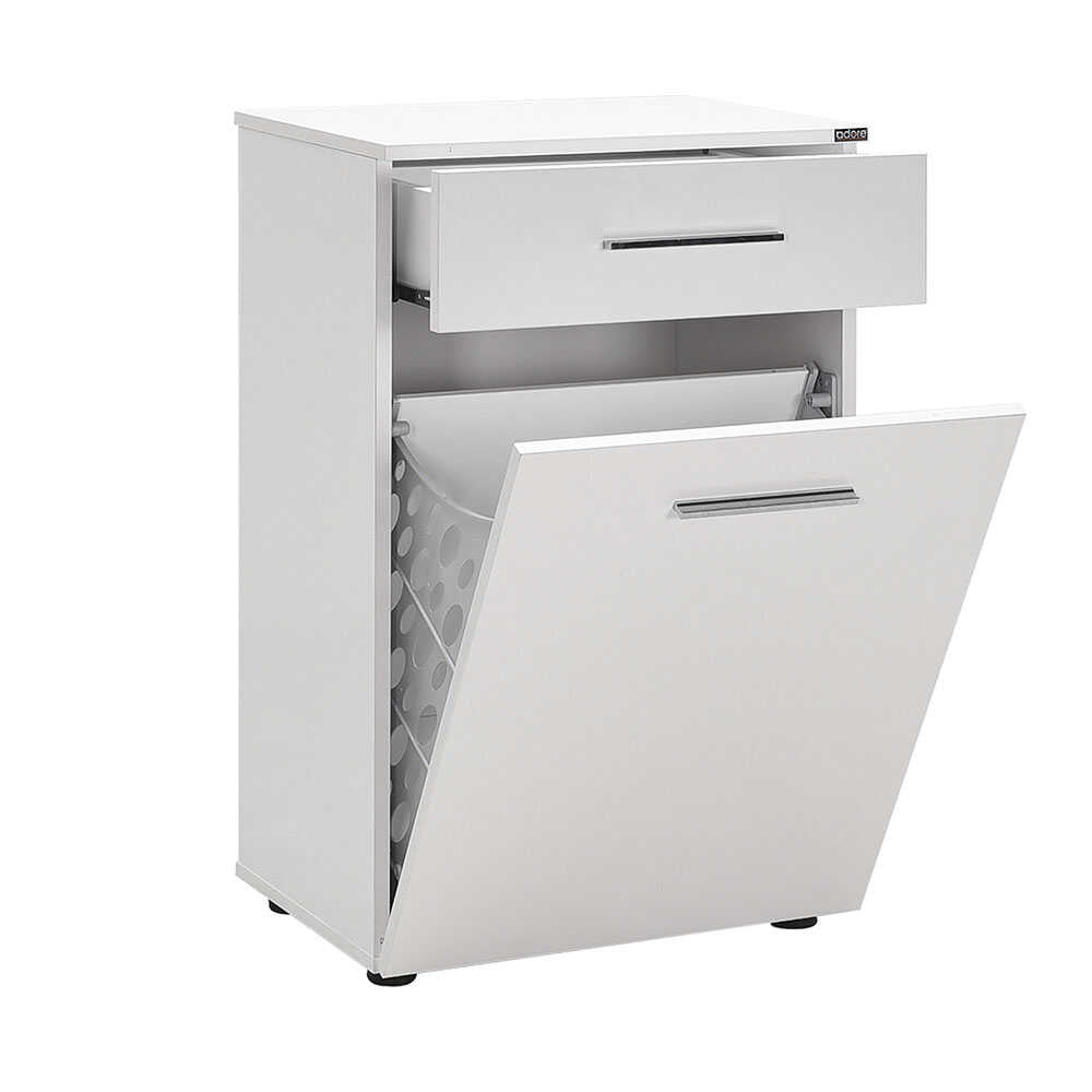 Dulap Baie cu cos de rufe Adore Diamond Mini, sertar, Alb Lucios, 52 x 83 x 38 cm