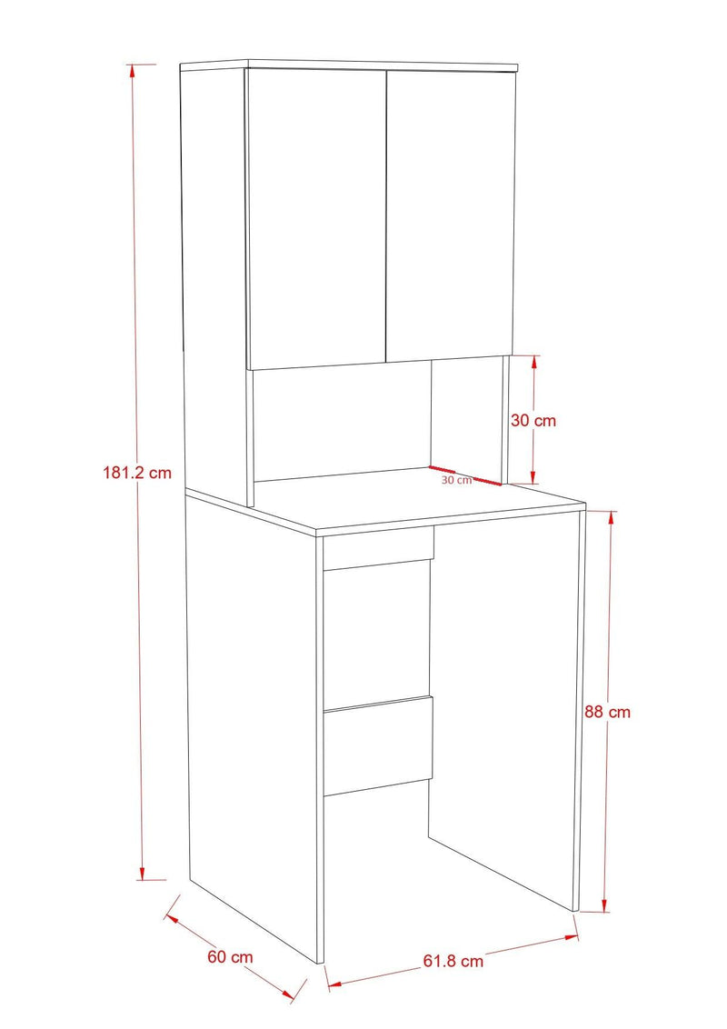 Dulap Baie Adore cu Loc Pentru Masina de Spalat, 3 Rafturi, 2 Usi, Alb, 65 x 182 x 60 cm